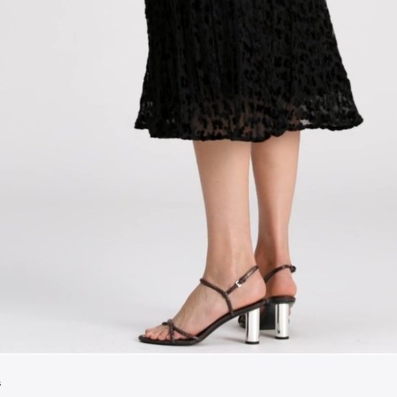 Tory Burch $428 Cylinder Metallic Silver Mirror Heel Sandal - Picture 6 of 9